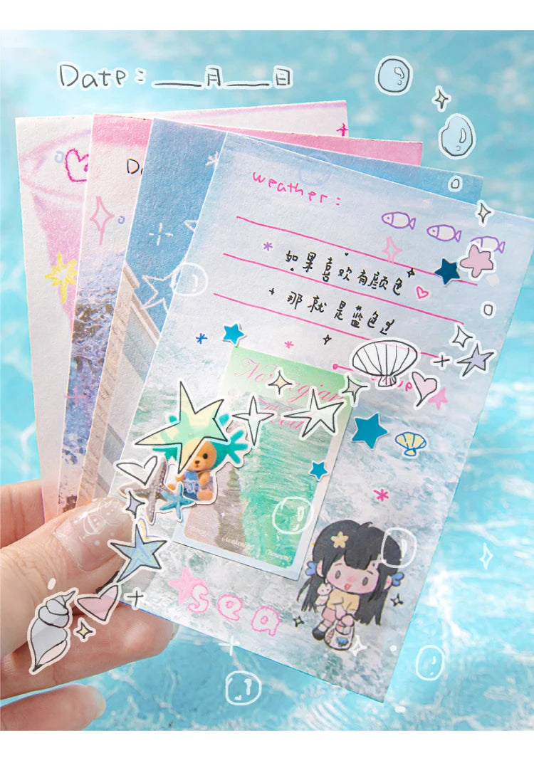 60 sheets Kawaii Stationery Office Supplies School Scrapbook Portable Study Notebook Book for Daily Notes Stationery Memo Pads