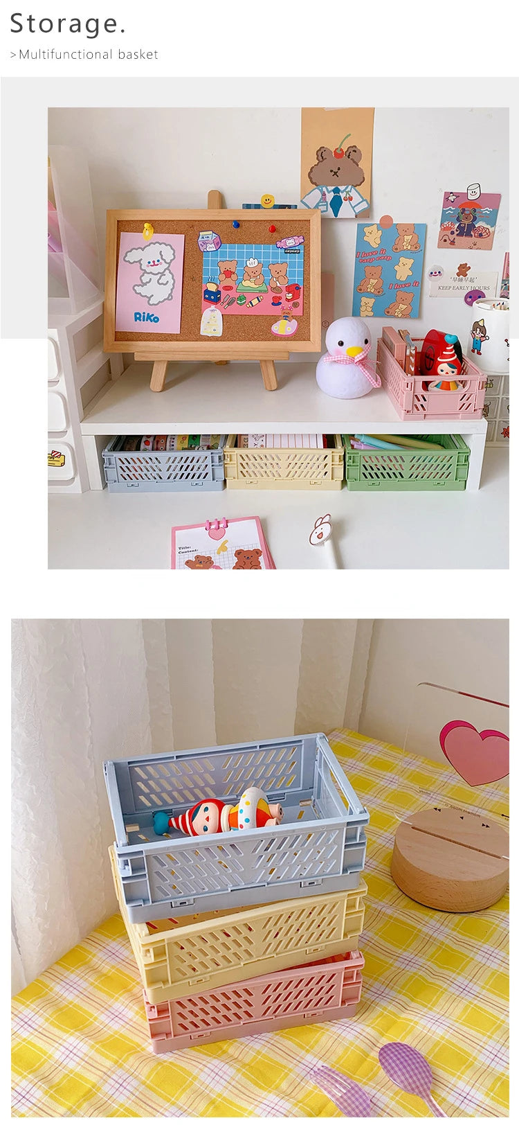 Mr.paper 6 Styles Plastic Stackable Foldable Stationary Holder Simple Cute Student Office Desktop Storage Stationery Organizer