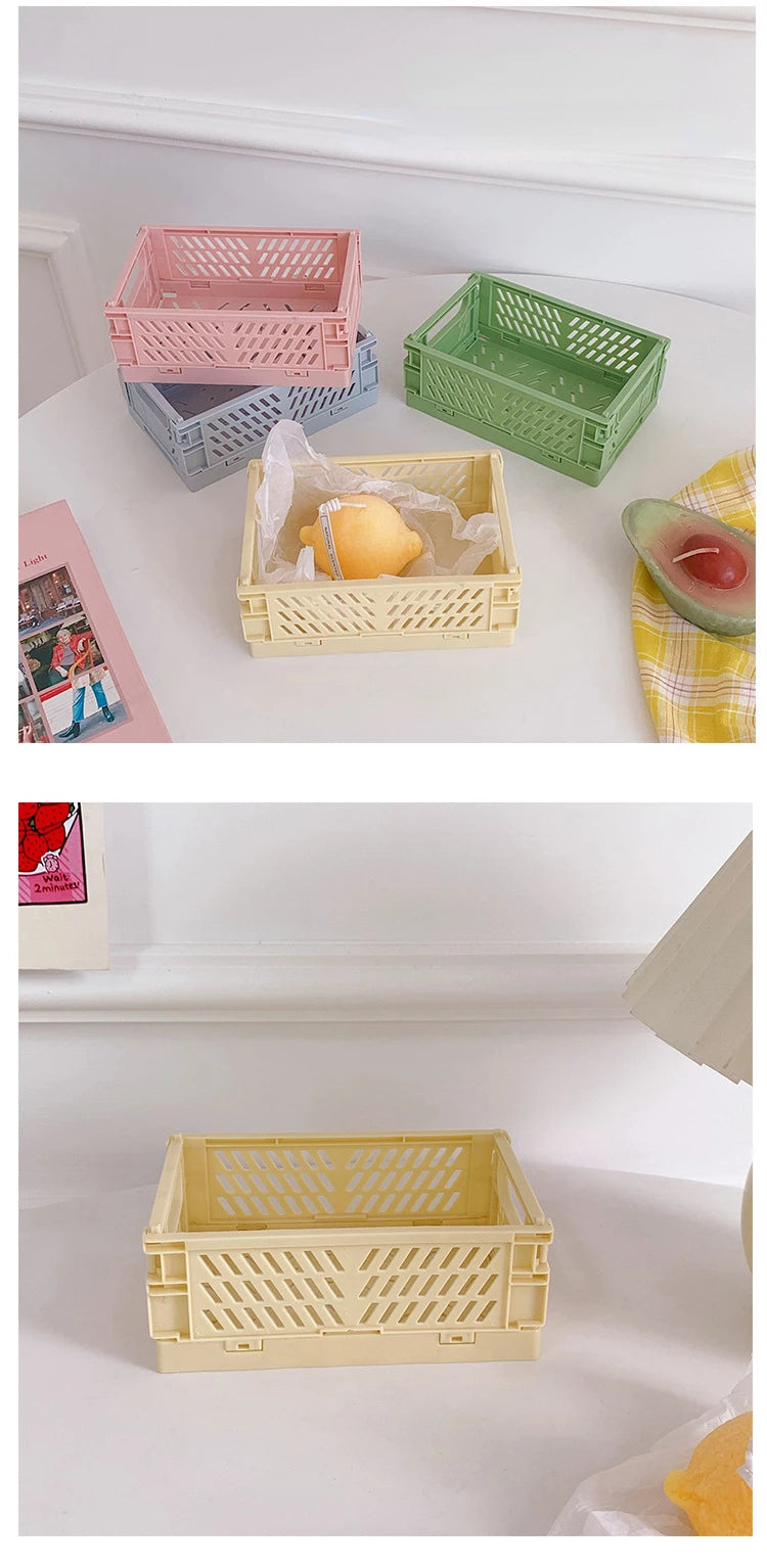 Mr.paper 6 Styles Plastic Stackable Foldable Stationary Holder Simple Cute Student Office Desktop Storage Stationery Organizer