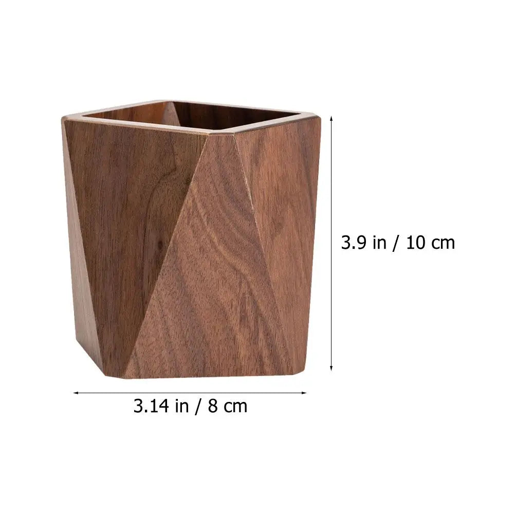 Pen Holder Office Container Stationery Storage Wooden Solid Walnut Tabletop Stationery Finishing Storage Office Pencil Stand