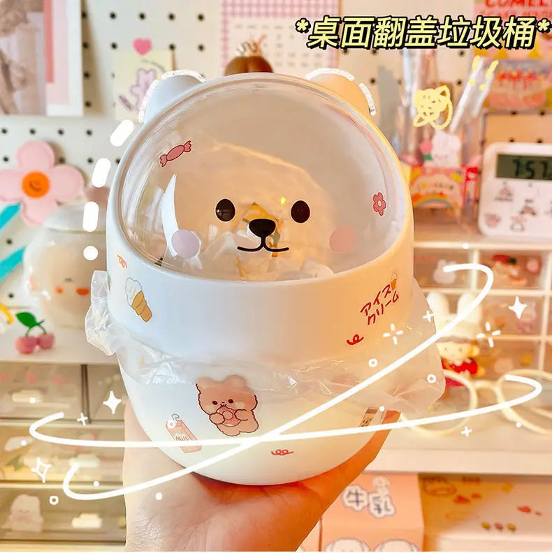 1 Piece Creative Stationery Storage Box Kawaii Cute Cartoon Makeup Storage Box Student Office Desktop Organizer Student Supply