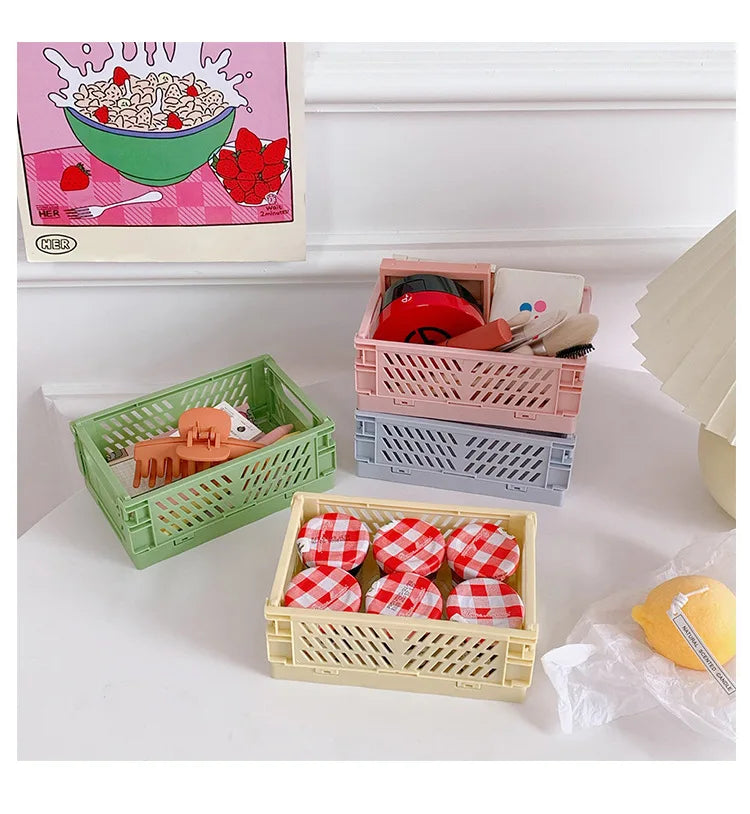 Mr.paper 6 Styles Plastic Stackable Foldable Stationary Holder Simple Cute Student Office Desktop Storage Stationery Organizer