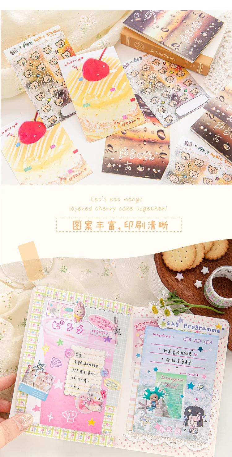 60 sheets Kawaii Stationery Office Supplies School Scrapbook Portable Study Notebook Book for Daily Notes Stationery Memo Pads