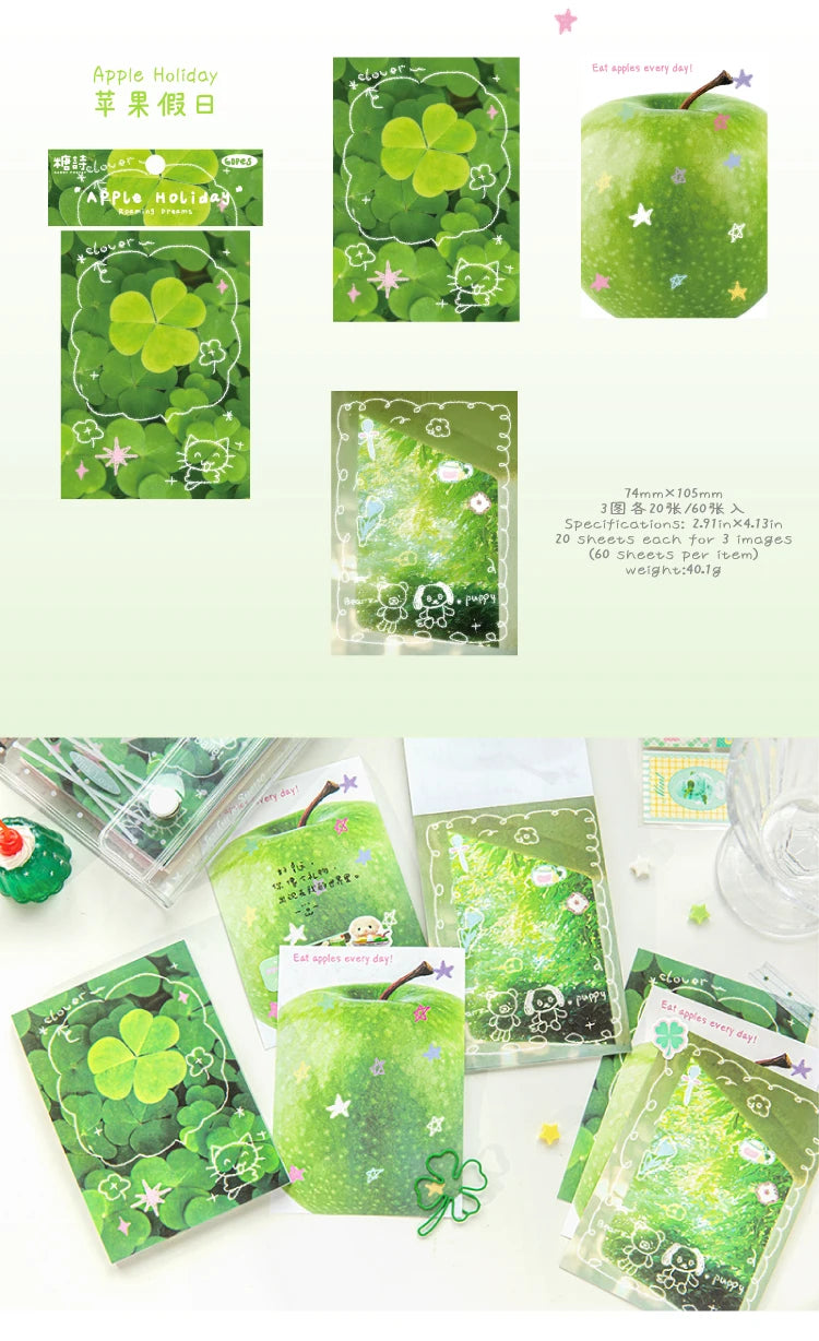 60 sheets Kawaii Stationery Office Supplies School Scrapbook Portable Study Notebook Book for Daily Notes Stationery Memo Pads