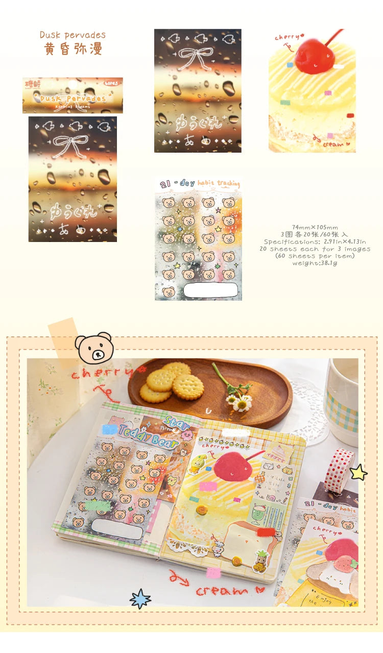 60 sheets Kawaii Stationery Office Supplies School Scrapbook Portable Study Notebook Book for Daily Notes Stationery Memo Pads
