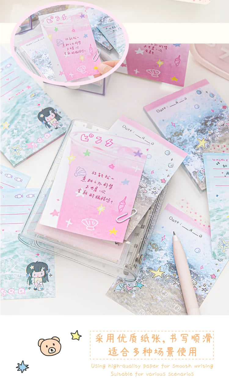 60 sheets Kawaii Stationery Office Supplies School Scrapbook Portable Study Notebook Book for Daily Notes Stationery Memo Pads