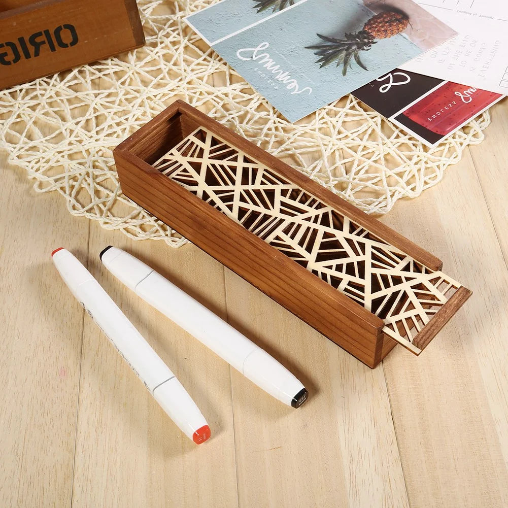 Stationery Box 4 Types Wooden Pencil Case Box Desktop Stationery Storage Organiser Student School Office Use Student Pencil Case