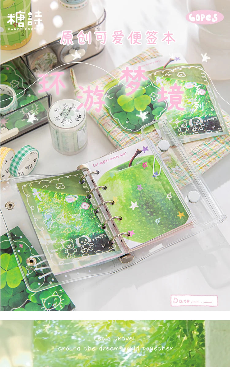60 sheets Kawaii Stationery Office Supplies School Scrapbook Portable Study Notebook Book for Daily Notes Stationery Memo Pads