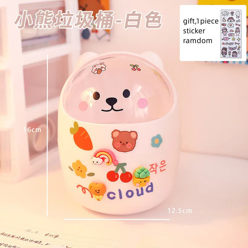 1 Piece Creative Stationery Storage Box Kawaii Cute Cartoon Makeup Storage Box Student Office Desktop Organizer Student Supply