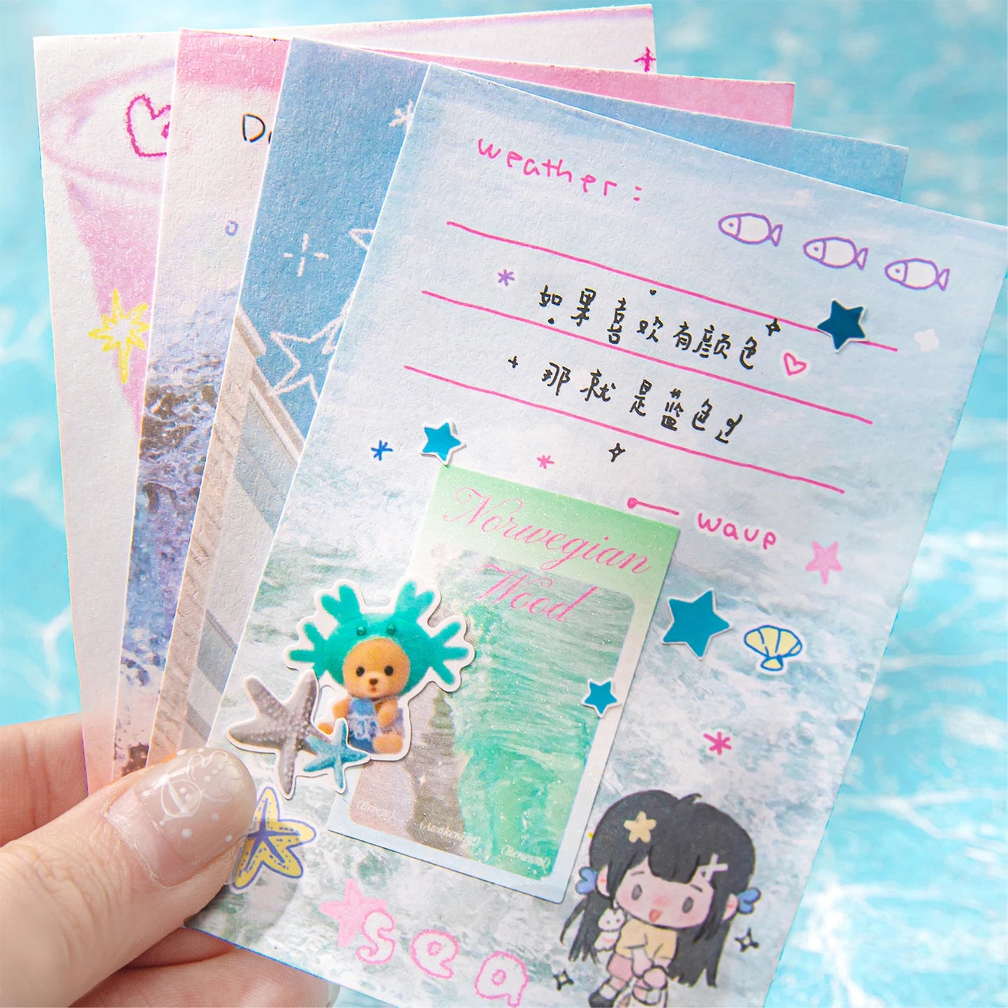 60 sheets Kawaii Stationery Office Supplies School Scrapbook Portable Study Notebook Book for Daily Notes Stationery Memo Pads