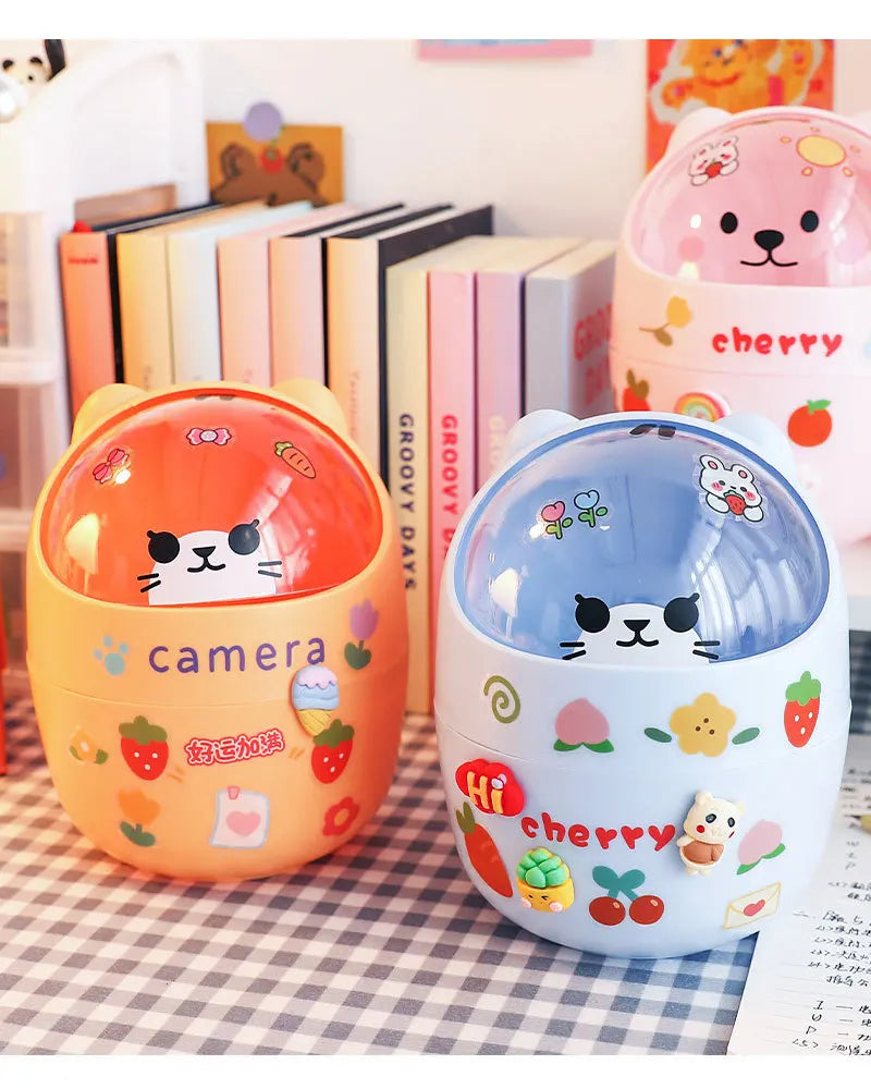 1 Piece Creative Stationery Storage Box Kawaii Cute Cartoon Makeup Storage Box Student Office Desktop Organizer Student Supply