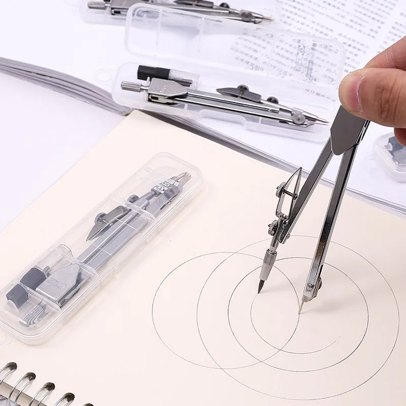 School Supplies for Student Stationery (Included Box) Classroom Stainless Steel Drawing Compass Math Geometry Tools for Circles