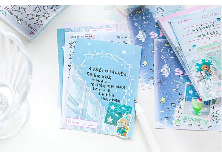 60 sheets Kawaii Stationery Office Supplies School Scrapbook Portable Study Notebook Book for Daily Notes Stationery Memo Pads