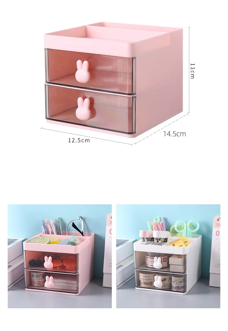 Small Desk Organizer With Drawer, Office Desktop Storage Box, Makeup Organizer, Business Card/Pen/Pencil/Mobile Phone/Stationery