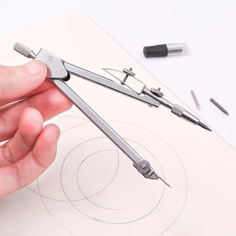 School Supplies for Student Stationery (Included Box) Classroom Stainless Steel Drawing Compass Math Geometry Tools for Circles
