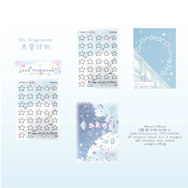 60 sheets Kawaii Stationery Office Supplies School Scrapbook Portable Study Notebook Book for Daily Notes Stationery Memo Pads