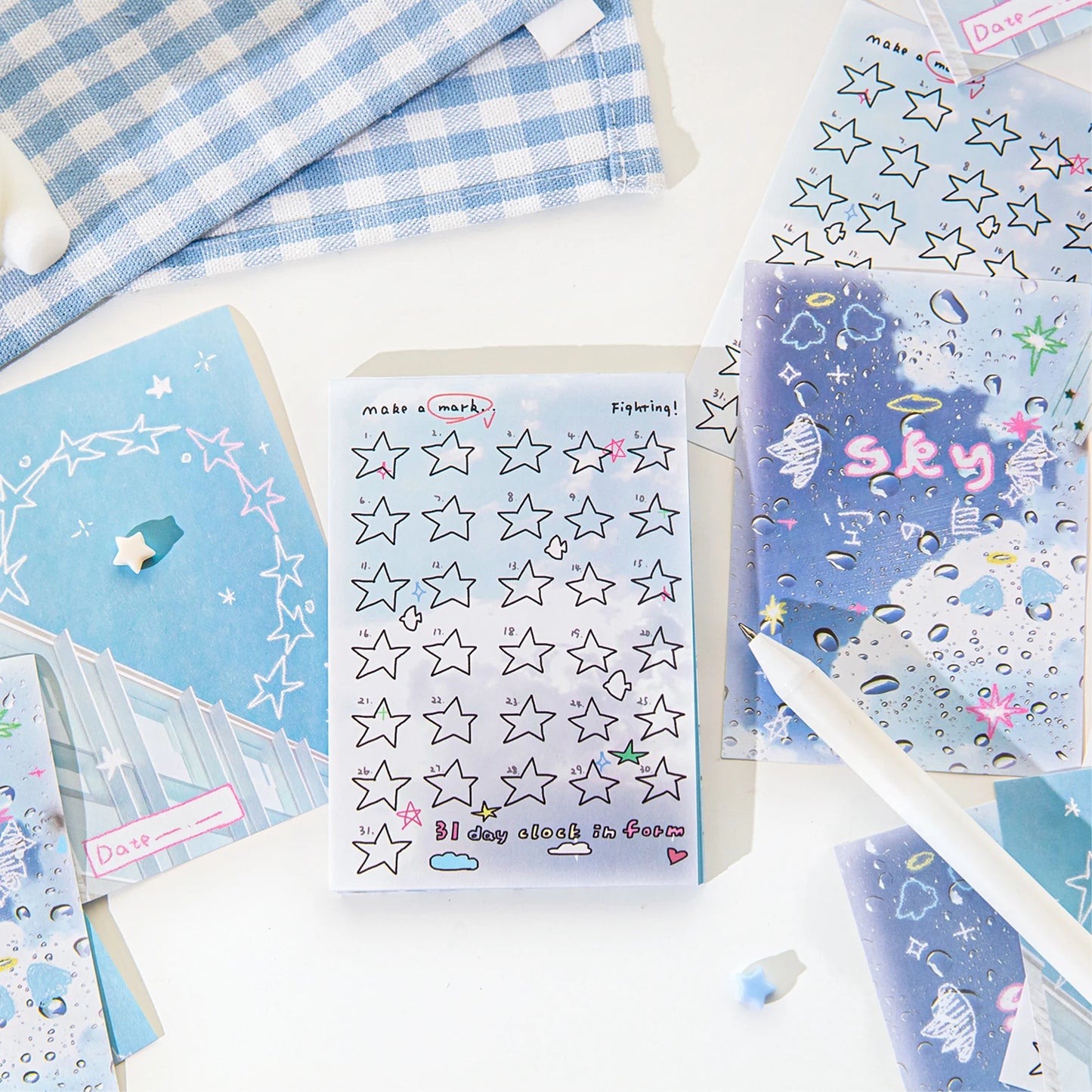 60 sheets Kawaii Stationery Office Supplies School Scrapbook Portable Study Notebook Book for Daily Notes Stationery Memo Pads