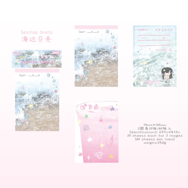 60 sheets Kawaii Stationery Office Supplies School Scrapbook Portable Study Notebook Book for Daily Notes Stationery Memo Pads