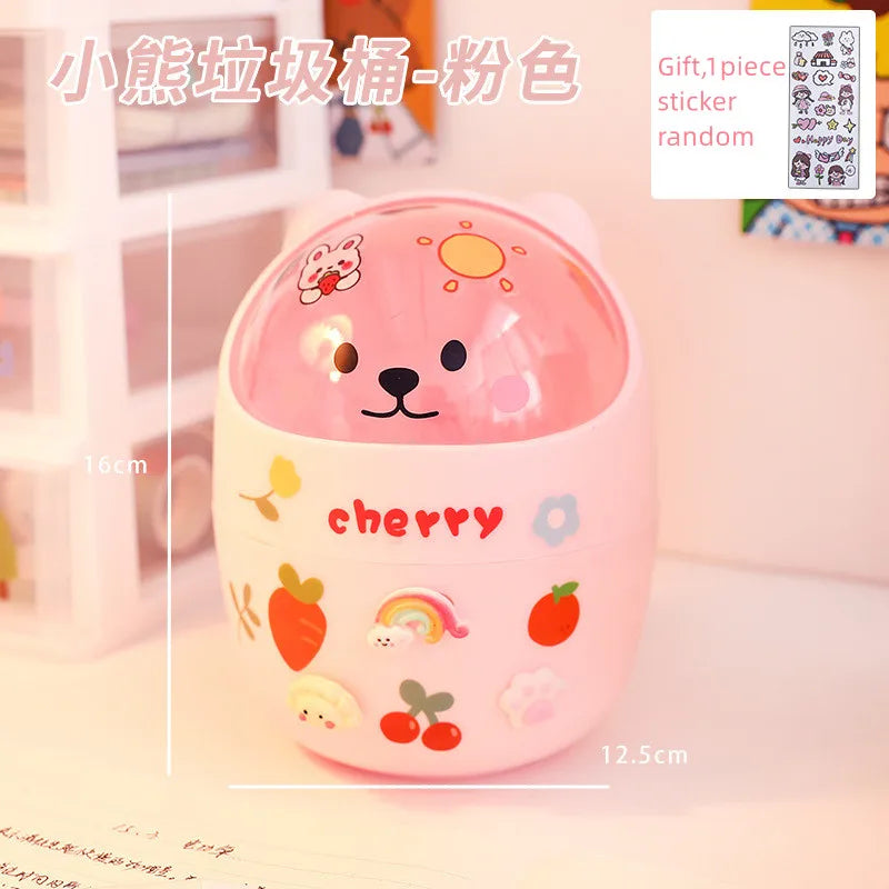 1 Piece Creative Stationery Storage Box Kawaii Cute Cartoon Makeup Storage Box Student Office Desktop Organizer Student Supply