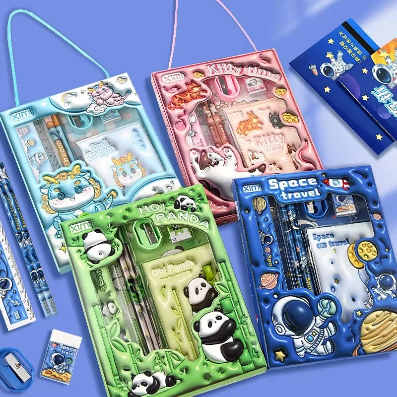 Stationery Sets for Students School Supplies Rulers Notebooks Pens Children Birthday Gifts Kids Learning Tools Creative Writing