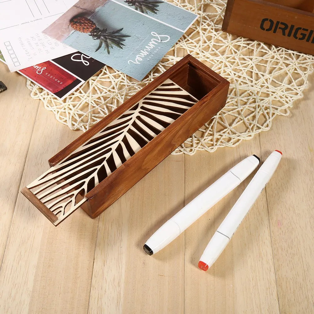 Stationery Box 4 Types Wooden Pencil Case Box Desktop Stationery Storage Organiser Student School Office Use Student Pencil Case
