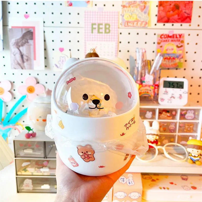 1 Piece Creative Stationery Storage Box Kawaii Cute Cartoon Makeup Storage Box Student Office Desktop Organizer Student Supply