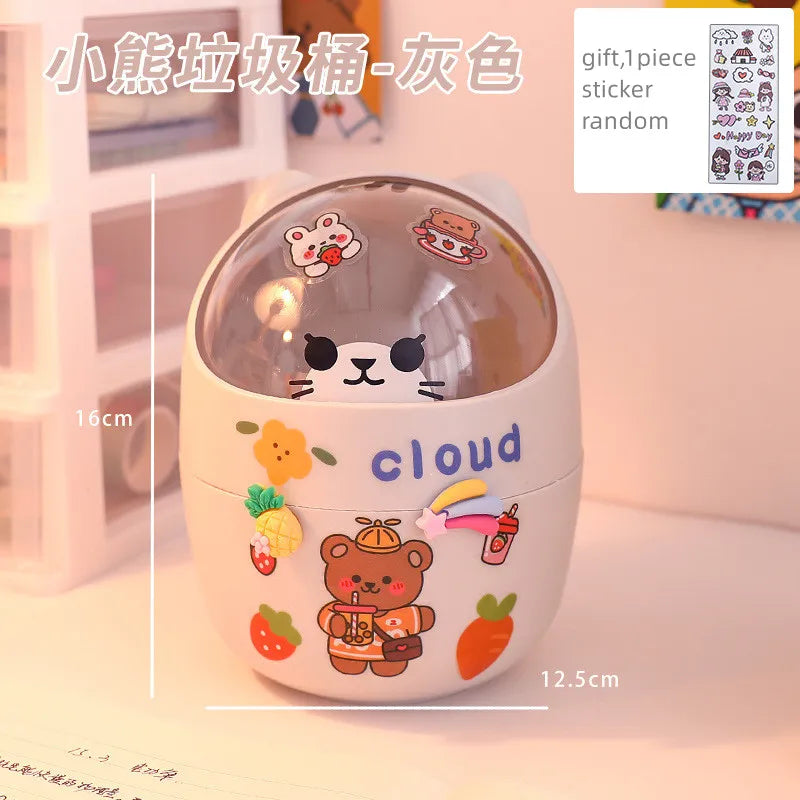 1 Piece Creative Stationery Storage Box Kawaii Cute Cartoon Makeup Storage Box Student Office Desktop Organizer Student Supply