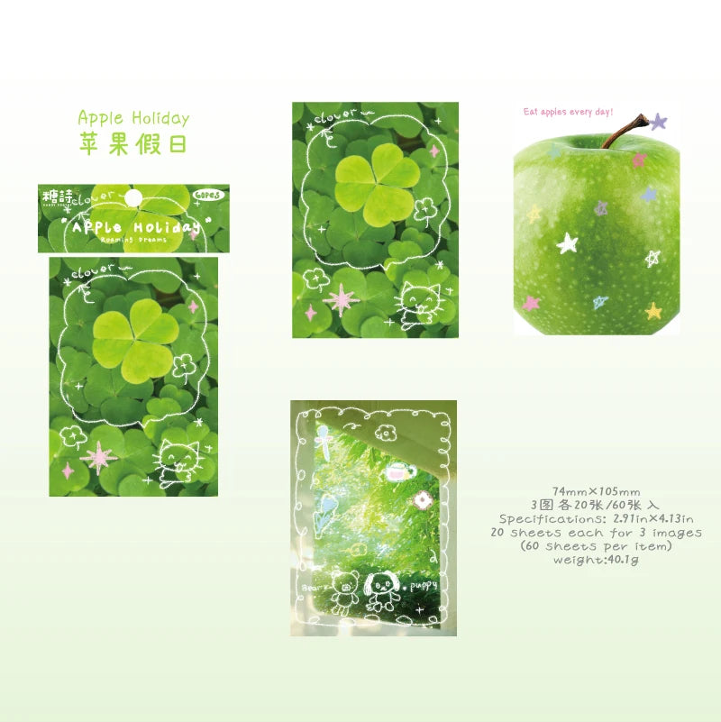 60 sheets Kawaii Stationery Office Supplies School Scrapbook Portable Study Notebook Book for Daily Notes Stationery Memo Pads