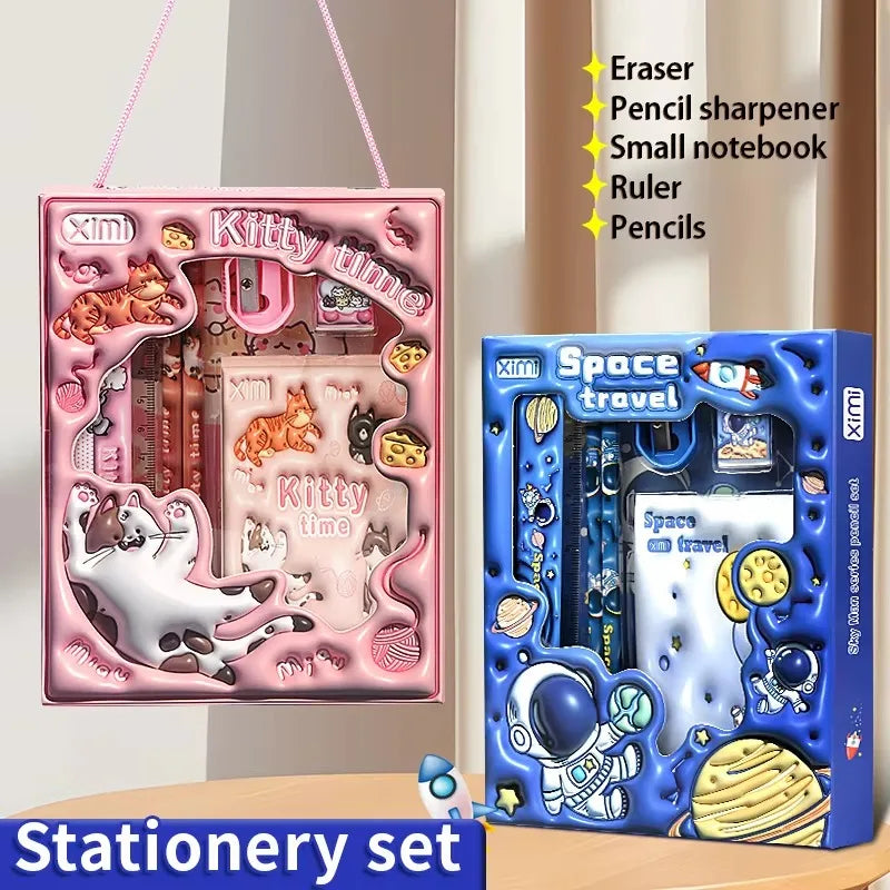 Stationery Sets for Students School Supplies Rulers Notebooks Pens Children Birthday Gifts Kids Learning Tools Creative Writing