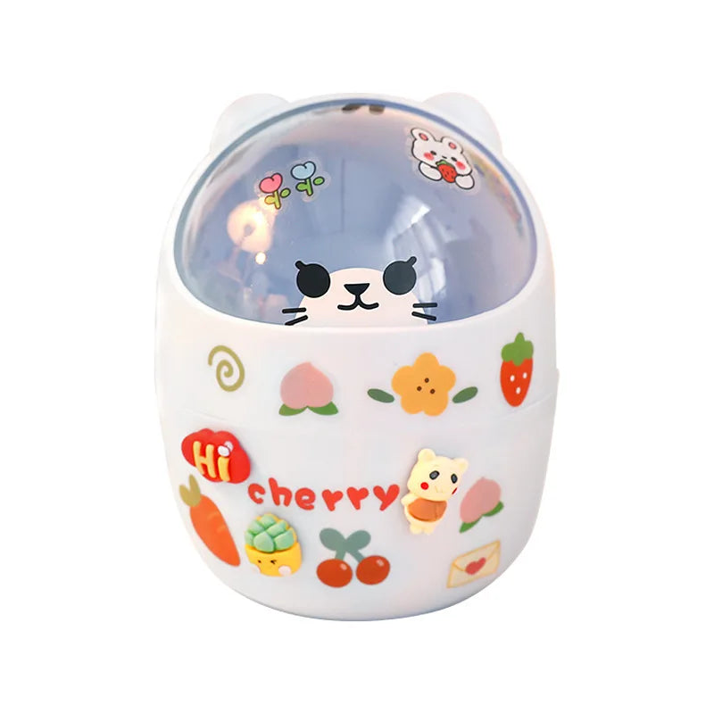 1 Piece Creative Stationery Storage Box Kawaii Cute Cartoon Makeup Storage Box Student Office Desktop Organizer Student Supply