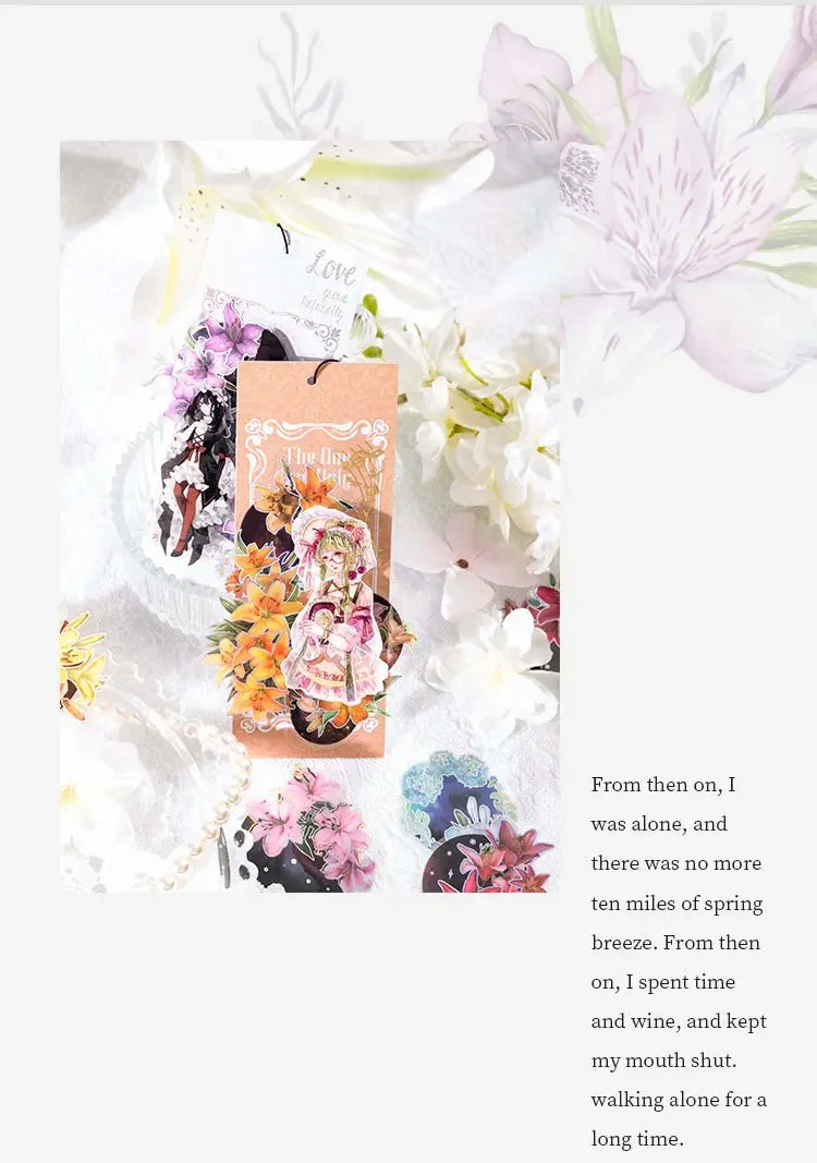 20Pieces Stickers Flowers Laser Pperfume lily series silver Scrapbook Paper Material handbook Stickers Purple Night 120*90mm