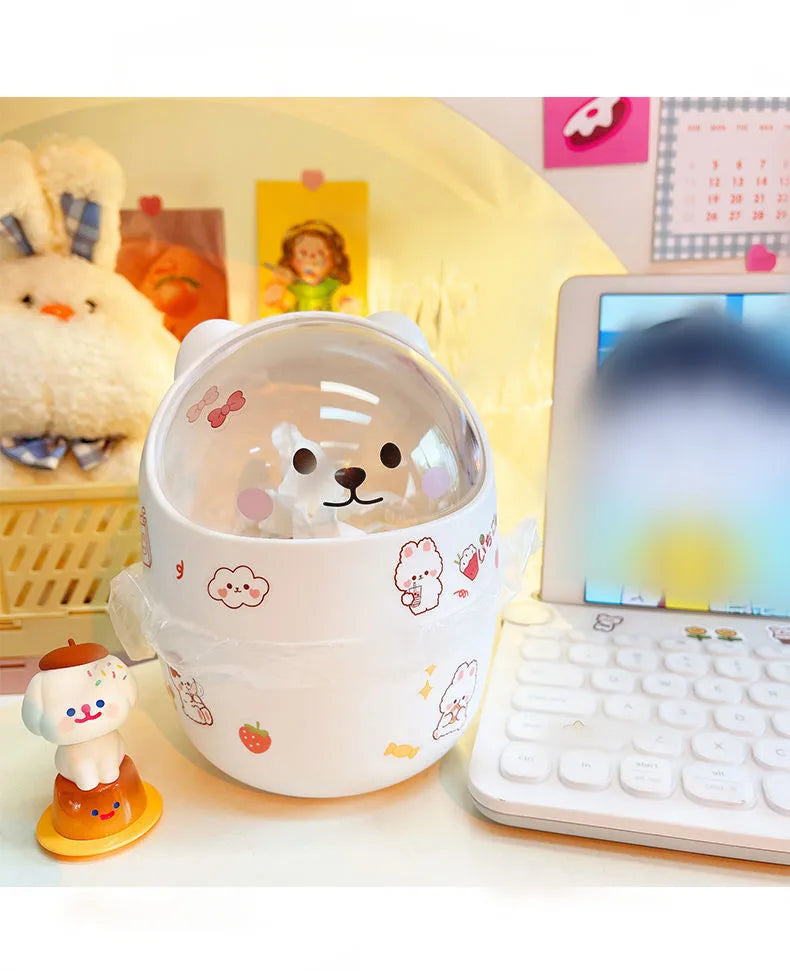 1 Piece Creative Stationery Storage Box Kawaii Cute Cartoon Makeup Storage Box Student Office Desktop Organizer Student Supply