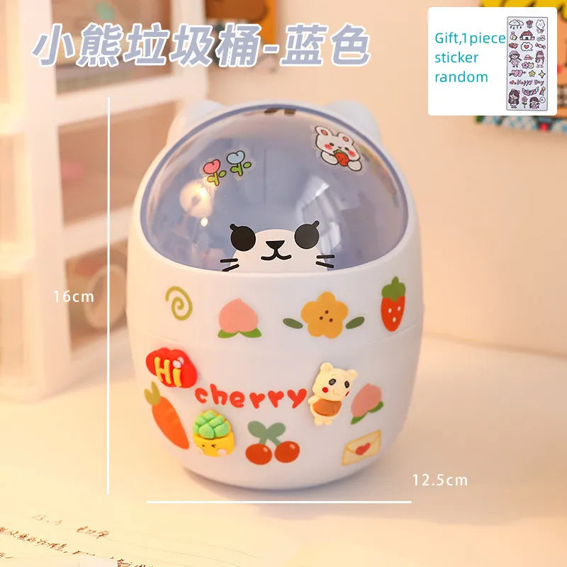 1 Piece Creative Stationery Storage Box Kawaii Cute Cartoon Makeup Storage Box Student Office Desktop Organizer Student Supply