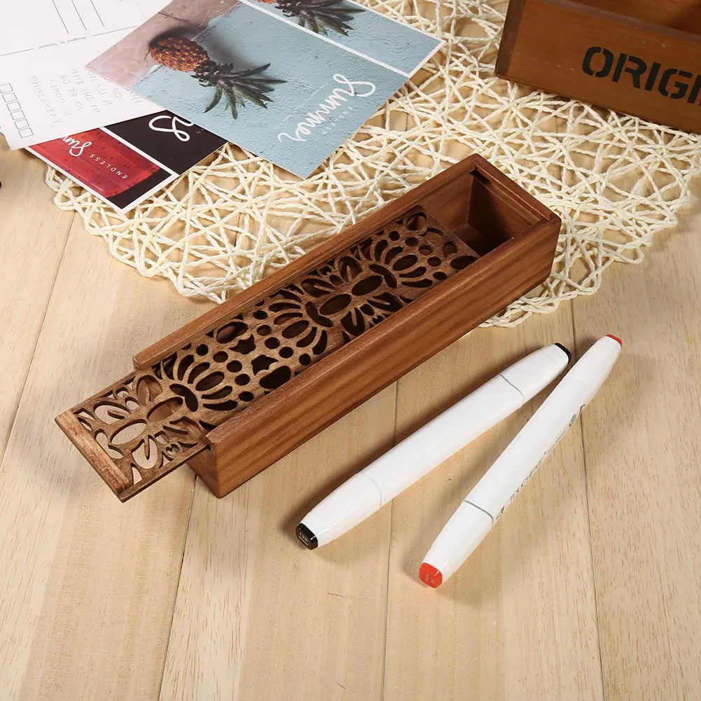 Stationery Box 4 Types Wooden Pencil Case Box Desktop Stationery Storage Organiser Student School Office Use Student Pencil Case