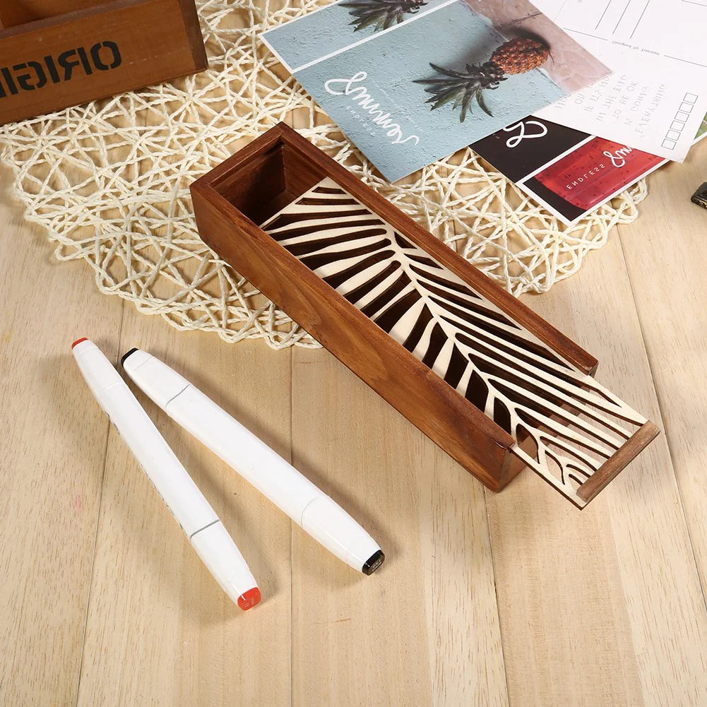 Stationery Box 4 Types Wooden Pencil Case Box Desktop Stationery Storage Organiser Student School Office Use Student Pencil Case