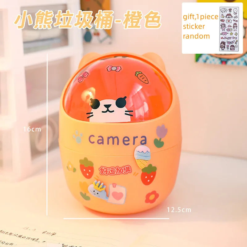 1 Piece Creative Stationery Storage Box Kawaii Cute Cartoon Makeup Storage Box Student Office Desktop Organizer Student Supply